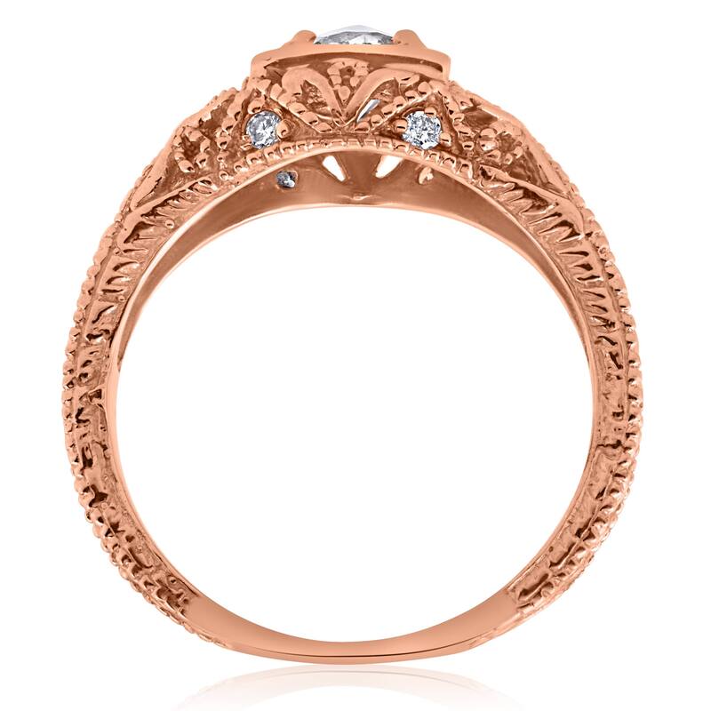 Emery 5/8 Ct Vintage Diamond Antique Engagement Rose Gold