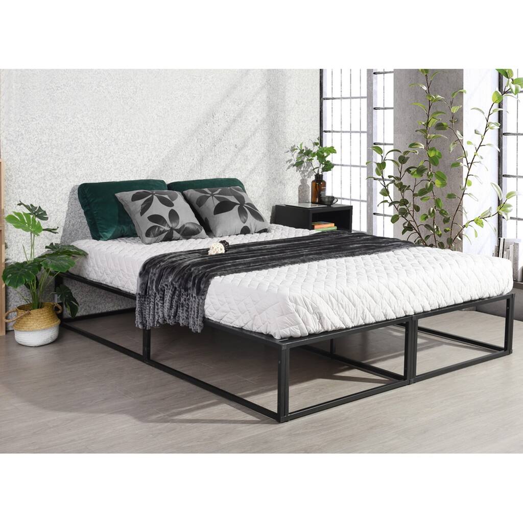 Billy Metal Platform Bed Frame Black,King