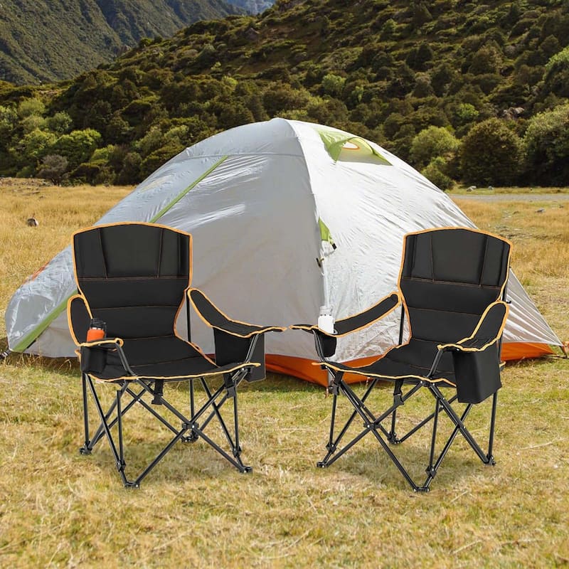 1/2 PCS Reclining Camping Chair Portable Chair w/ Removable Footrest