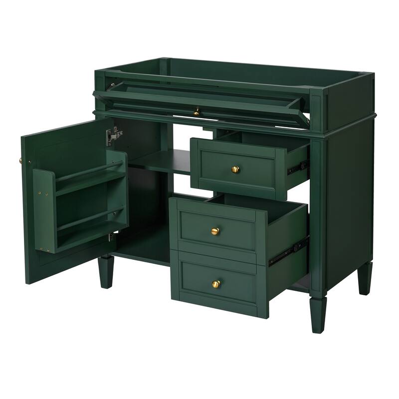Roomfitters 36'' Bathroom Vanity, Modern Freestanding Storage Cabinet with 2 Drawers and Tip-Out Compartment, Solid Wood Frame