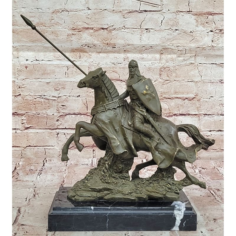 Medieval Knight On Imitative Horseback Bronze Statue – Warrior Figurine