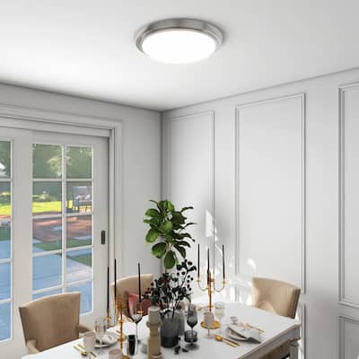Modern 23W LED Brushed Nickel Flush Mount Ceiling Lights - 2.36'' H X 12.99'' W X 12.99'' D