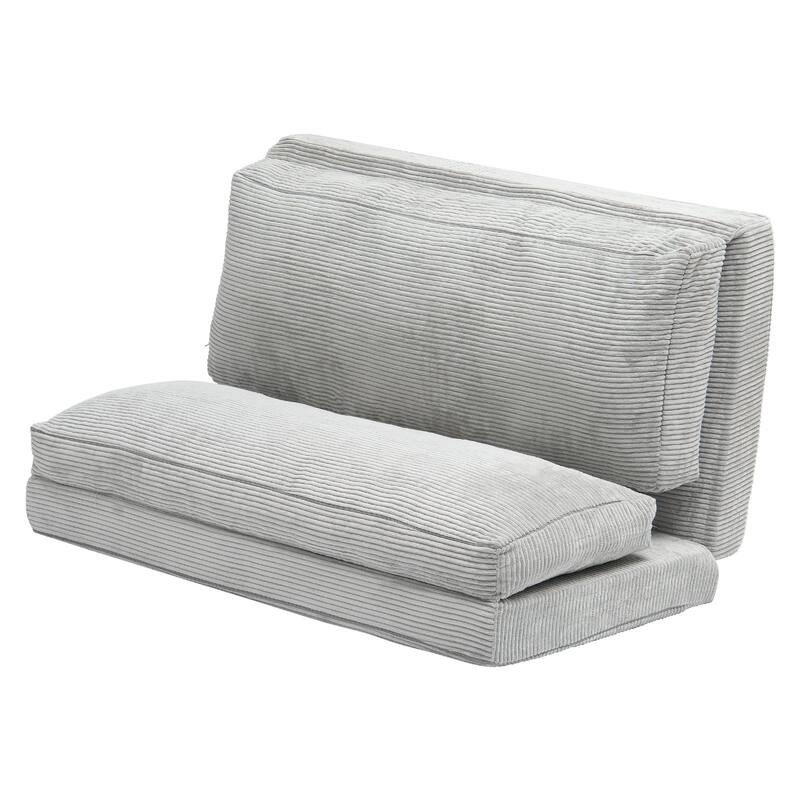 Dark Grey Full Foam Fabric Foldable Sofa Bed with Ergonomic Backrest - 94.88” L x 54” W x 4.72” H