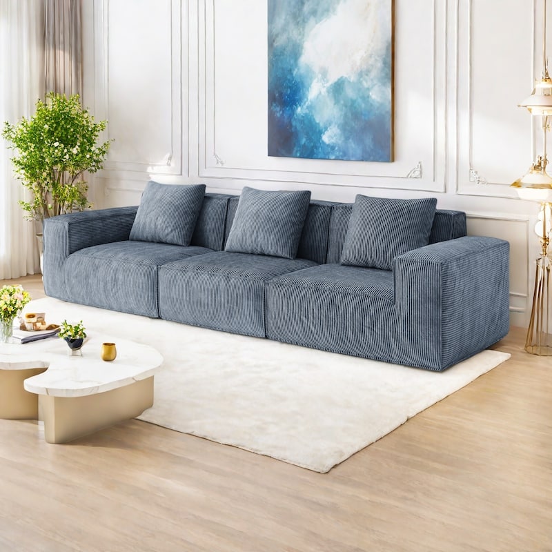 118" Foam 4-Seater Sofa with NASA-Grade High-Density Foam, No-Assembly Design, Plush Reclining Seats - Grey