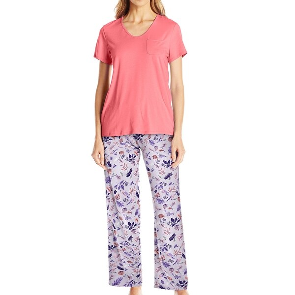 Jockey Womens Sleepwear Pink Size Small S Pajama Sets V-Neck Leaf ...