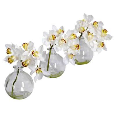 Silk Flower Arrangement Set of 3 - Southwestern Vase Decor Home Accent - 6