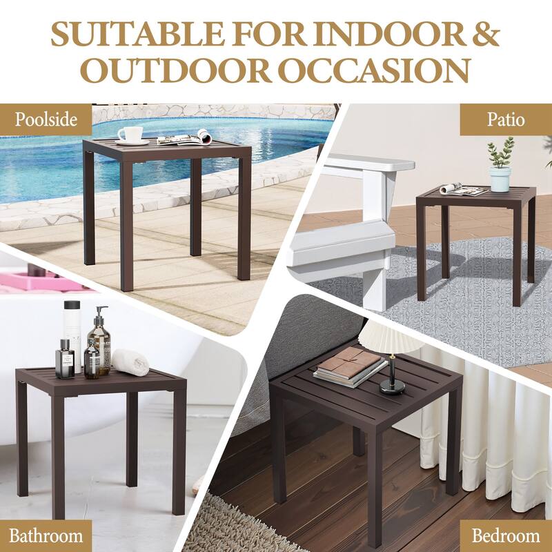 Outdoor Side Table Square Patio End Table