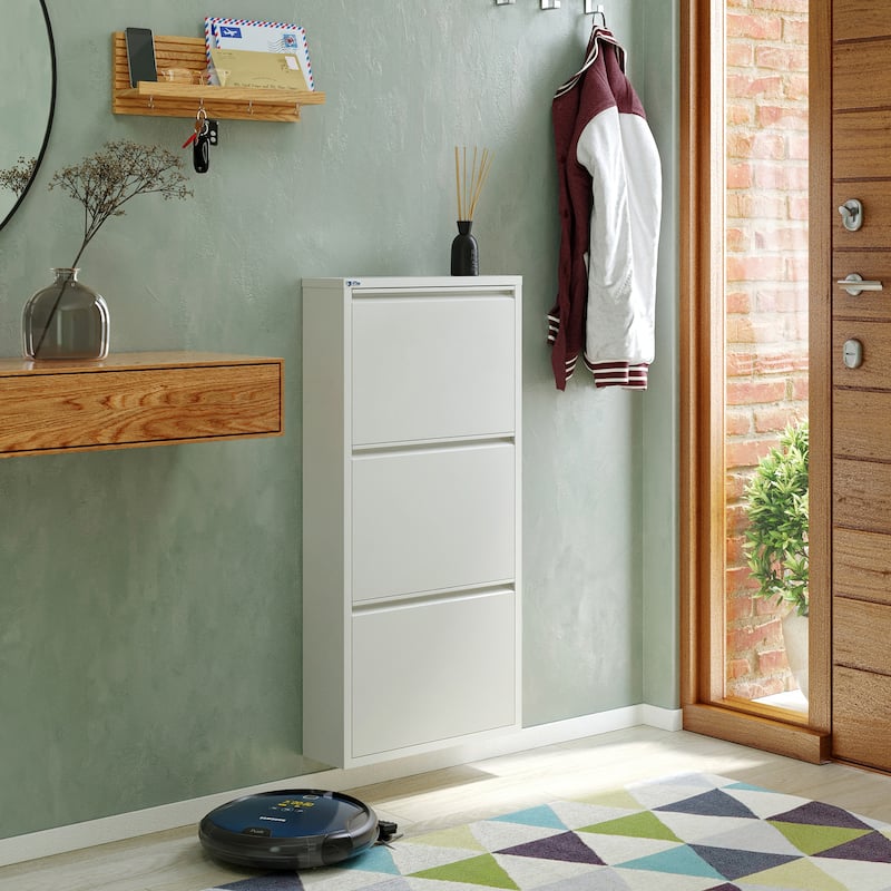 Antibacterial 3 Tier metal shoe cabinet without holes