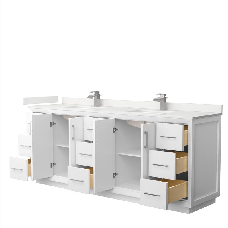 Strada 84-inch Double Vanity, Quartz Top