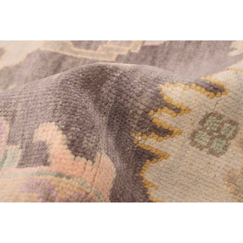 ECARPETGALLERY Hand-knotted Modern Oushak Dark Grey Wool Rug - 8'9 x 11'9