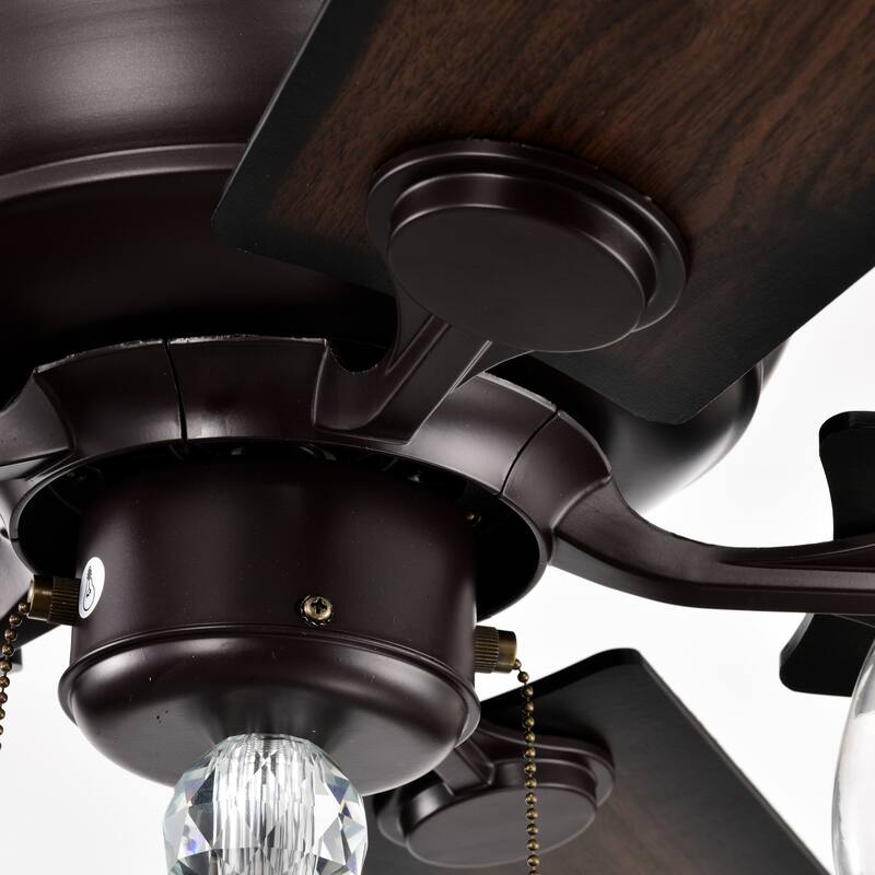 Sofucor 52" Ceiling Fan with Light Remote, Classical Crystal Chandelier fan, 5 Reversible Blades & Reverse Airflow - 52 Inches