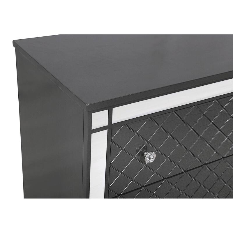 Ina Gray LED Faux Leather Upholstered Tufted Panel Bed