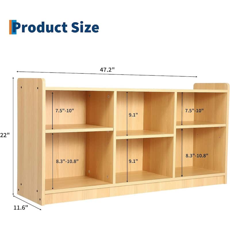 6 Compartment Toy Book Shelf Organizer for Playrooms Classrooms
