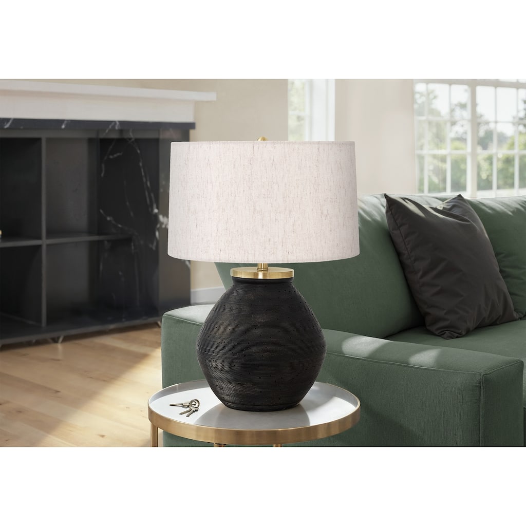 Lighting, 25"h, Table Lamp, Black Concrete, Ivory / Cream Shade, Contemporary