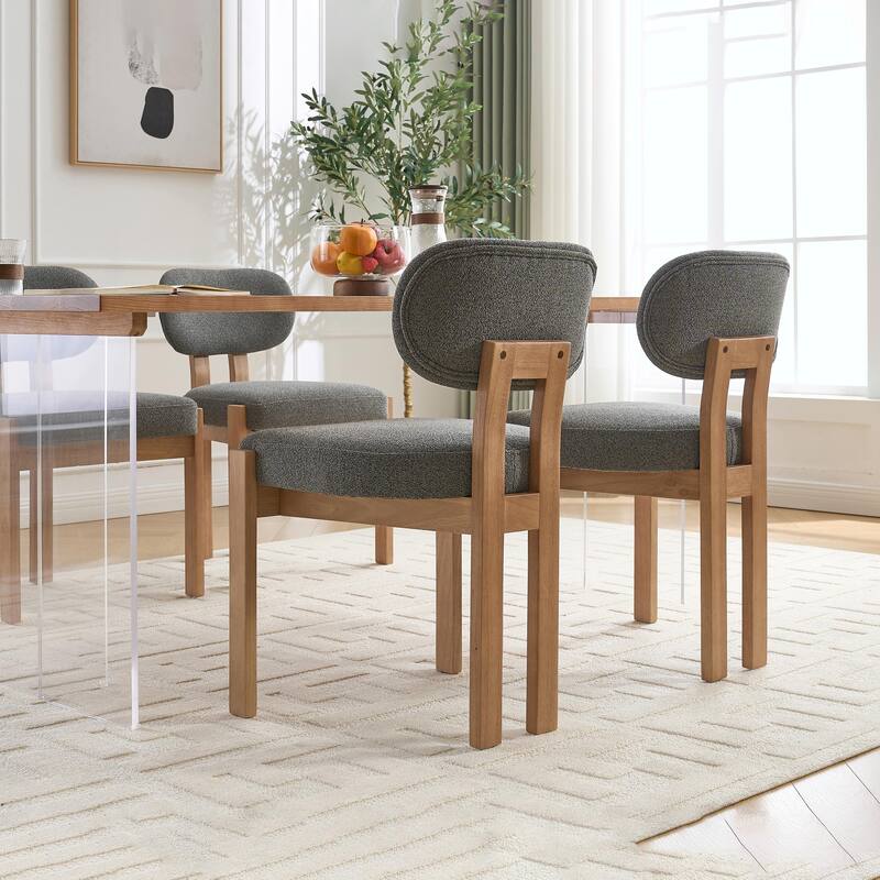 Wooden Dining Chairs Set of 2, Modern Fabric Upholstered Dining Room Chair