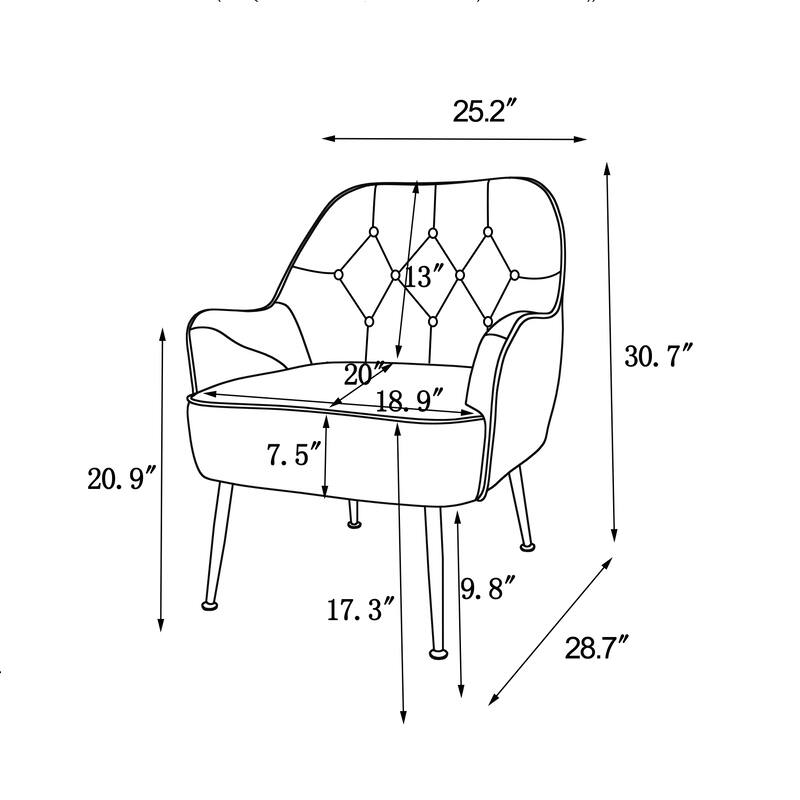 Modern Mid Century Chair Linen Sherpa Armchair for Living Room Bedroom Office Easy Assemble