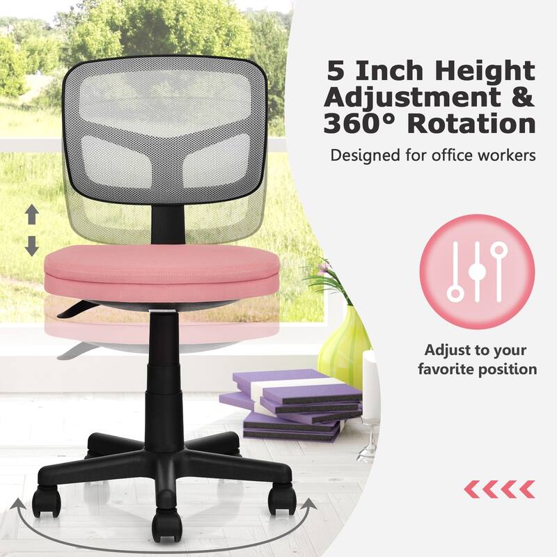 Costway Armless Office Chair Adjustable Swivel Computer Mesh Desk - See details