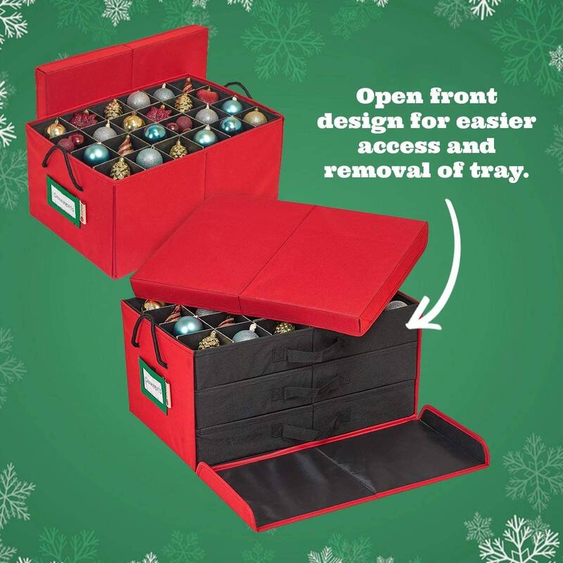 HOLDN’ STORAGE Christmas Ornament Storage Container Box with Dividers - Stores up to 72 - 3" Ornaments