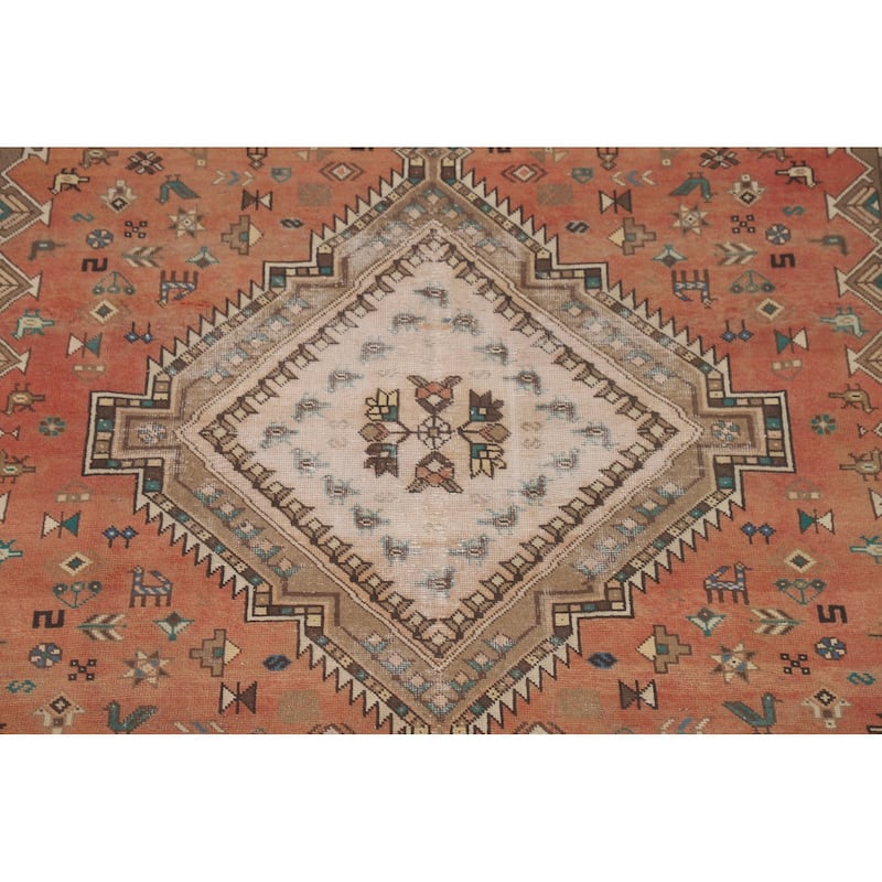 Tribal Bakhtiari Persian Vintage Area Rug Hand-Knotted Wool Carpet - 6'9"x 10'4"