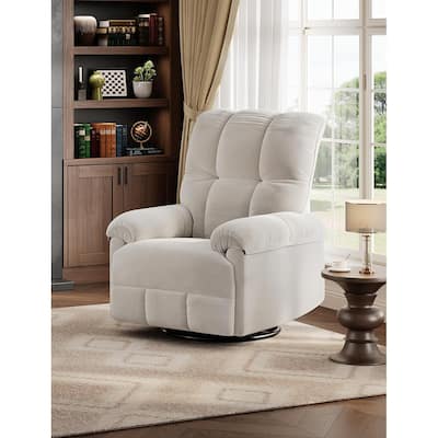 Oversized Swivel Rocker Recliner, Overstuffed Chenille Lounge Chair with Padded Armrests for Living Room Comfort