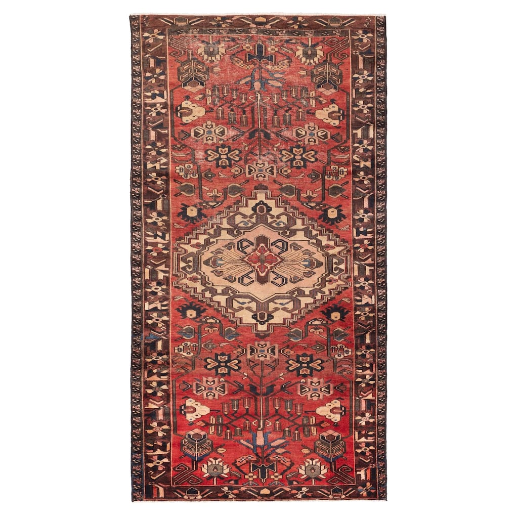 ECARPETGALLERY Hand-knotted Melis Vintage Red Wool Rug - 5'0 x 9'7