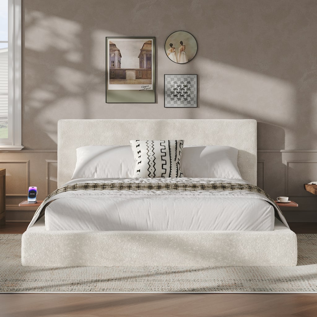 AirFrame Queen/King Bed with Sliding Side Table, Cloud Cushion & Easy Assembly