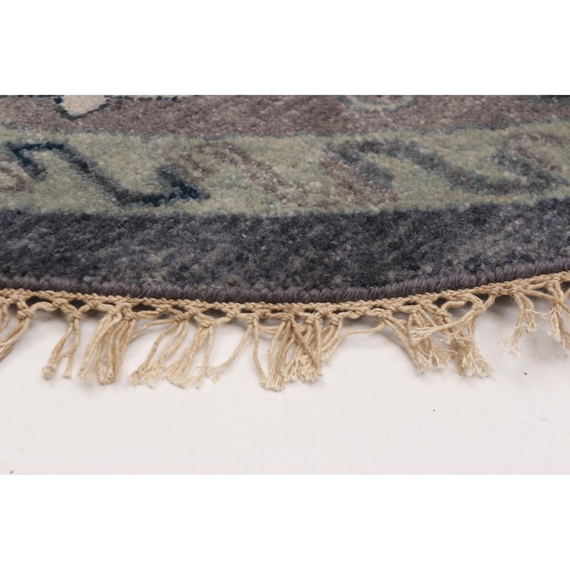 ECARPETGALLERY Hand-knotted Finest Agra Jaipur Dark Grey Wool Rug - 7'9 x 7'9