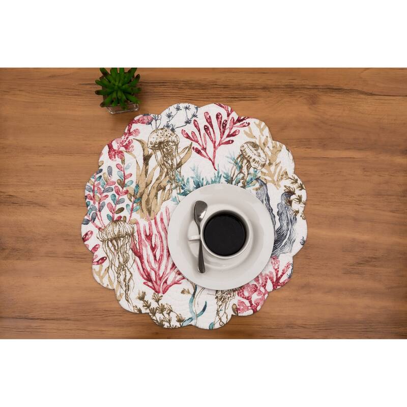 Delphina Reef Round Quilted Placemat Set 6