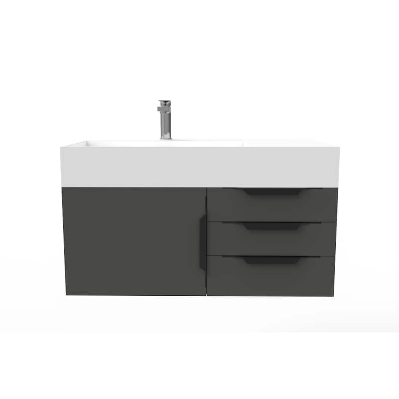 Amazon 36" Wall Mounted Bathroom Vanity Set w/ White Top