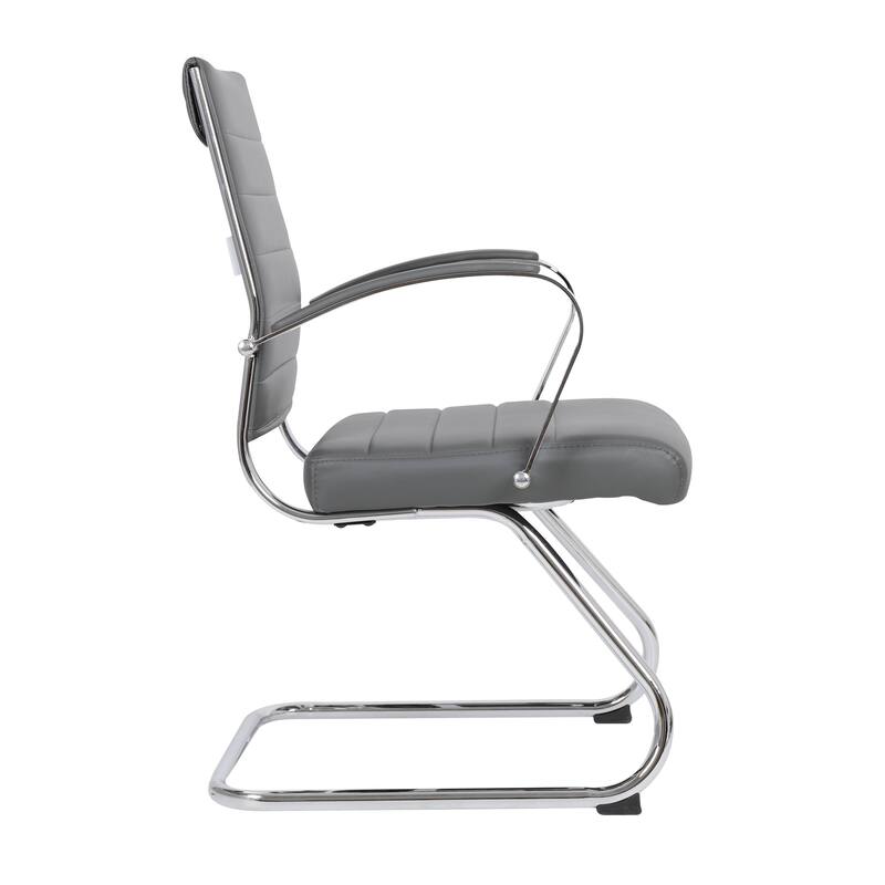 Benmar Modern Leather Office Chair with Stainless Steel Sled Base, Floor Caps, Ergonomic Desk Chair for Home Office or Workspace