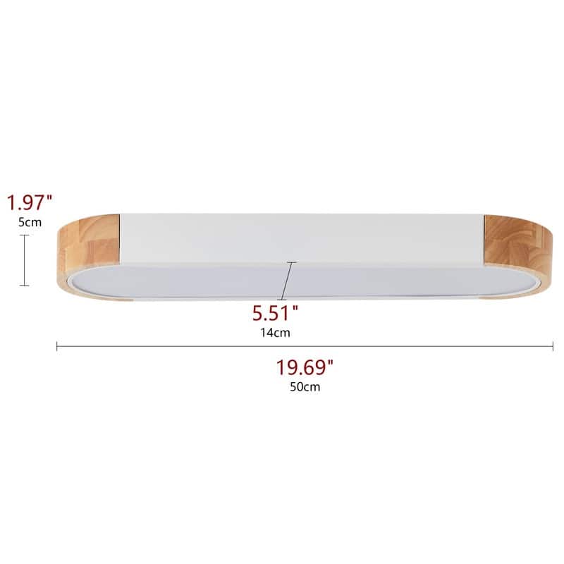 Modern Wood Grain Linear Flush Mount Ceiling Light Matte White LED Fixture for Bedroom Living Room Kitchen