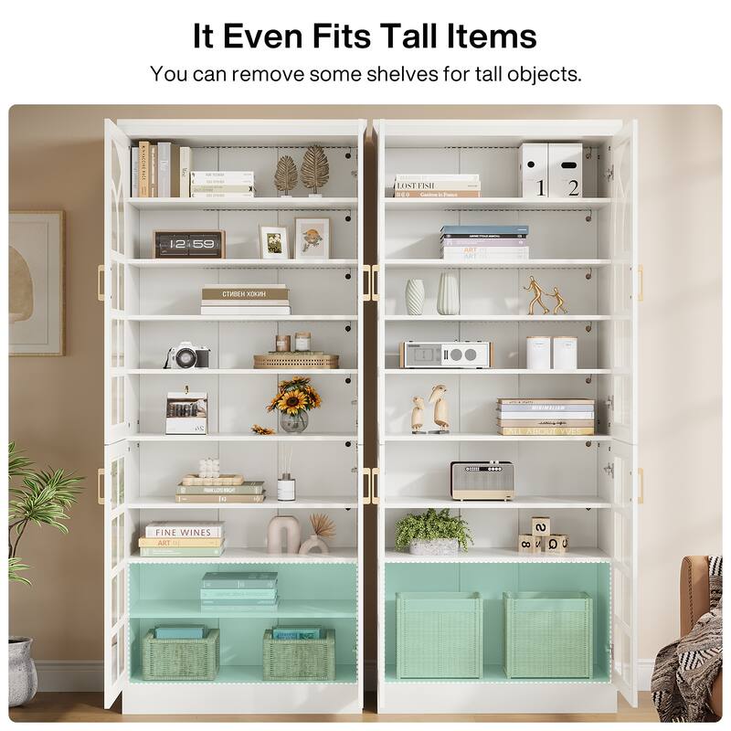 Pantry Cabinet with LED Lights, 76" Tall Adjustable Storage Cabinet