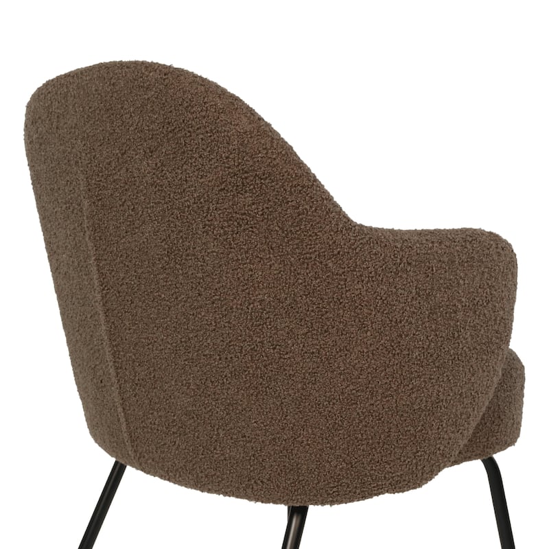 Furnish Theory Nordic Comfort Dining Armchair Arm Chair w/ Various Boucle Fabric Upholstery Covers & Steel Leg Finishes