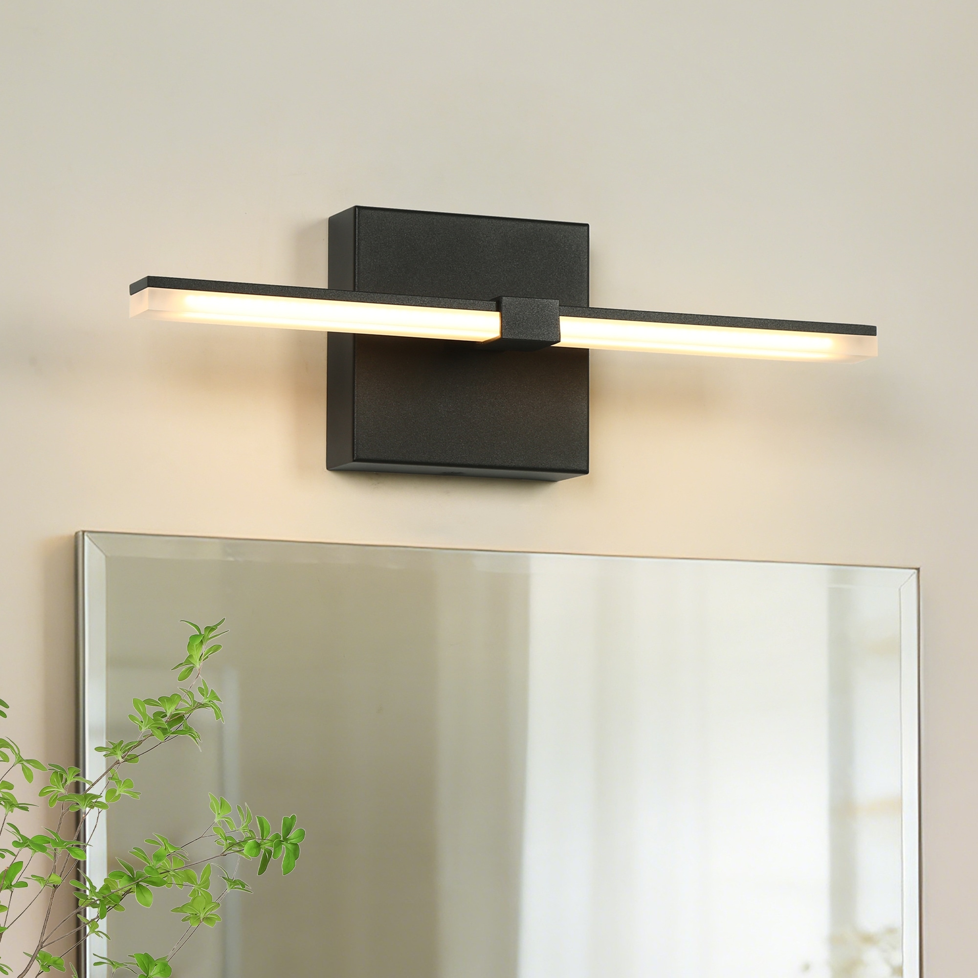 Modern 14.2 in. Bathroom Vanity Light Black Integrated LED Wall Sconce with Linear Light Bar - 14.2"