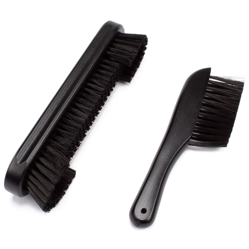 GSE™ 2-Piece Solid Wood Billiard Pool Table Brush and Rail Brush Set. Billiard Pool Table Accessories - Black