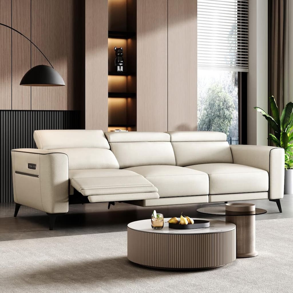 112.5'' Leather Power Reclining Sofa with USB Charging Port