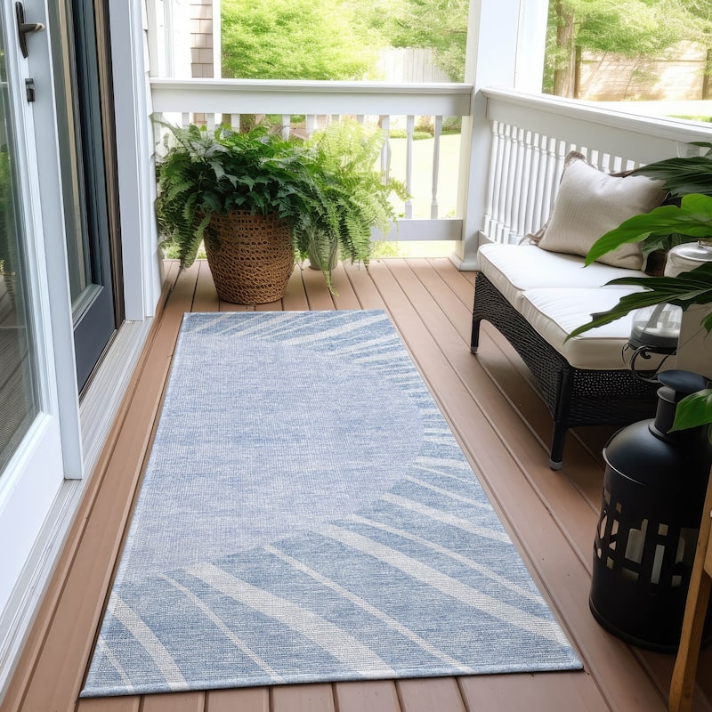 Machine Washable Indoor/ Outdoor ChantilleSunburst Modern Rug - Denim - 2'3" x 7'6"
