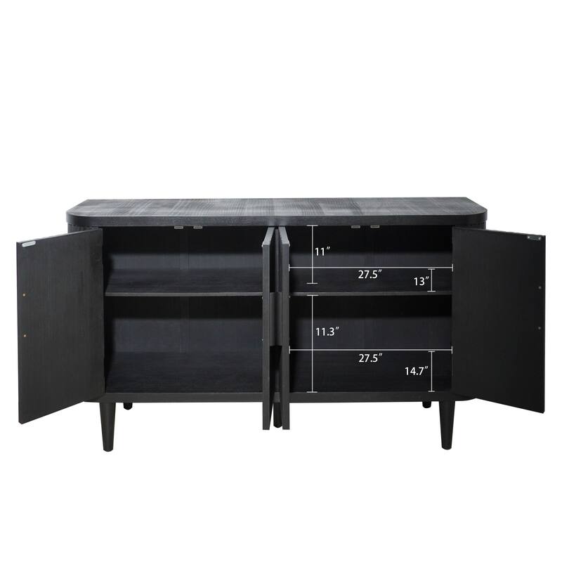 Modern Accent Buffet Cabinet Freestanding Sideboard Storage Cabinet with Adjustable Shelves and 4 Doors for Hallway, Entryway