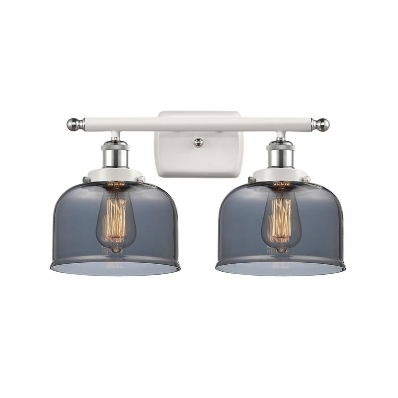Innovations Lighting Ballston Urban Bell - 2 Light 18" Bath Vanity Light - White and Polished Chrome/Plated Smoke