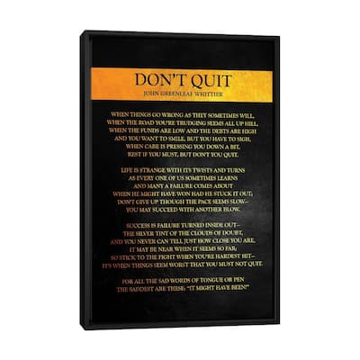 iCanvas "Don't Quit Poem" by Adrian Baldovino Framed Canvas Print
