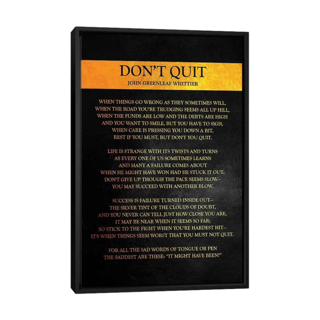 iCanvas "Don't Quit Poem" by Adrian Baldovino Framed Canvas Print