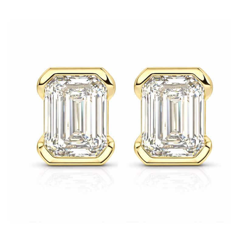 Auriya 14k Gold Lab Grown Emerald Diamond Stud Earrings 0.50 to 8.00 ct. tw. Push-Back (F-G VS) - White