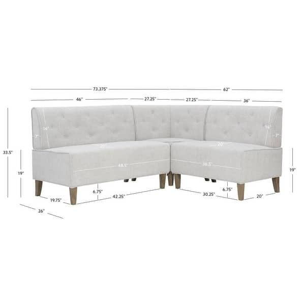 dimension image slide 1 of 2, Allard Upholstered/Faux Leather Modern Farmhouse Nook Bench