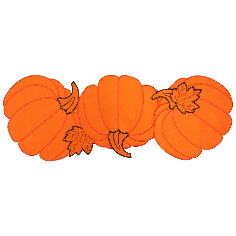 Pumpkin Trio Fall Harvest Table Runner - 32.25" x 13.25"