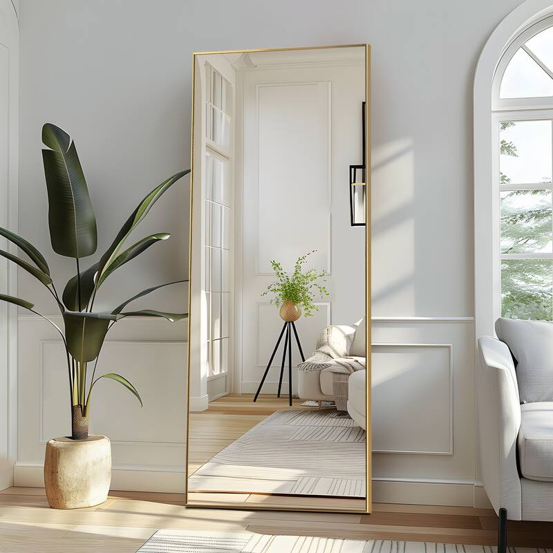 Modern Oversized Aluminum Alloy Full-Length Floor Mirror - 75*38 - Gold
