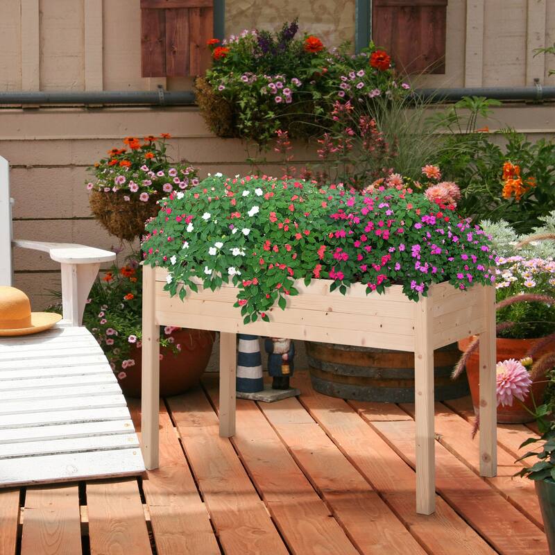 Outsunny 48" x 22" x 30" Raised Garden Bed Wooden Planter Box