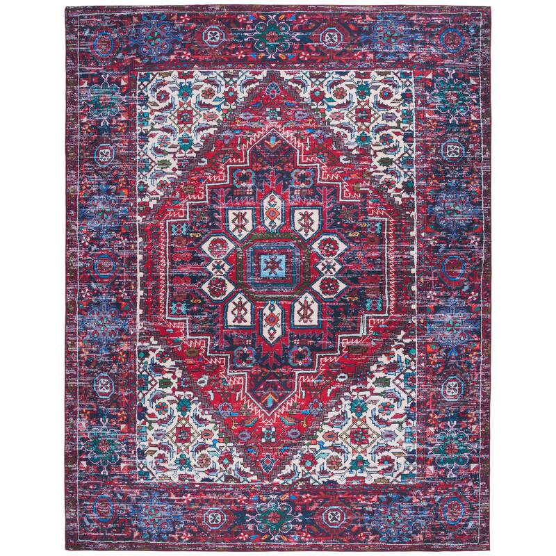 SAFAVIEH Tucson Machine Washable Slip Resistant Heide Oriental Rug - 8' x 10' - Red/Blue