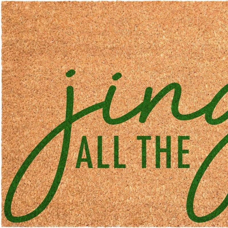 HomeRoots 17" X 29" Brown And Green Christmas Outdoor Coir Door Mat - 17.00' X '29.00