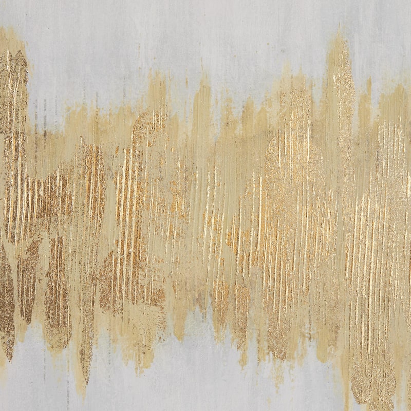 Canvas Abstract Long Horizontal Living Room Framed Wall Art with Glitter Flakes - Gold - CosmoLiving by Cosmopolitan