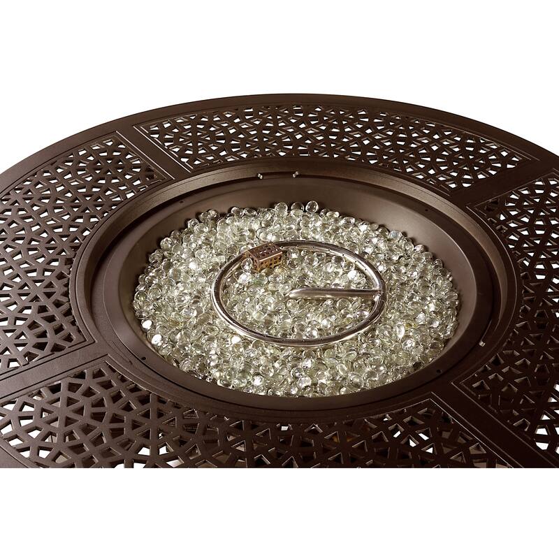 Round 44 in. x 44 in. Aluminum Propane Fire Pit Table with Glass Beads, Two Covers, Lid, 57,000 BTUs